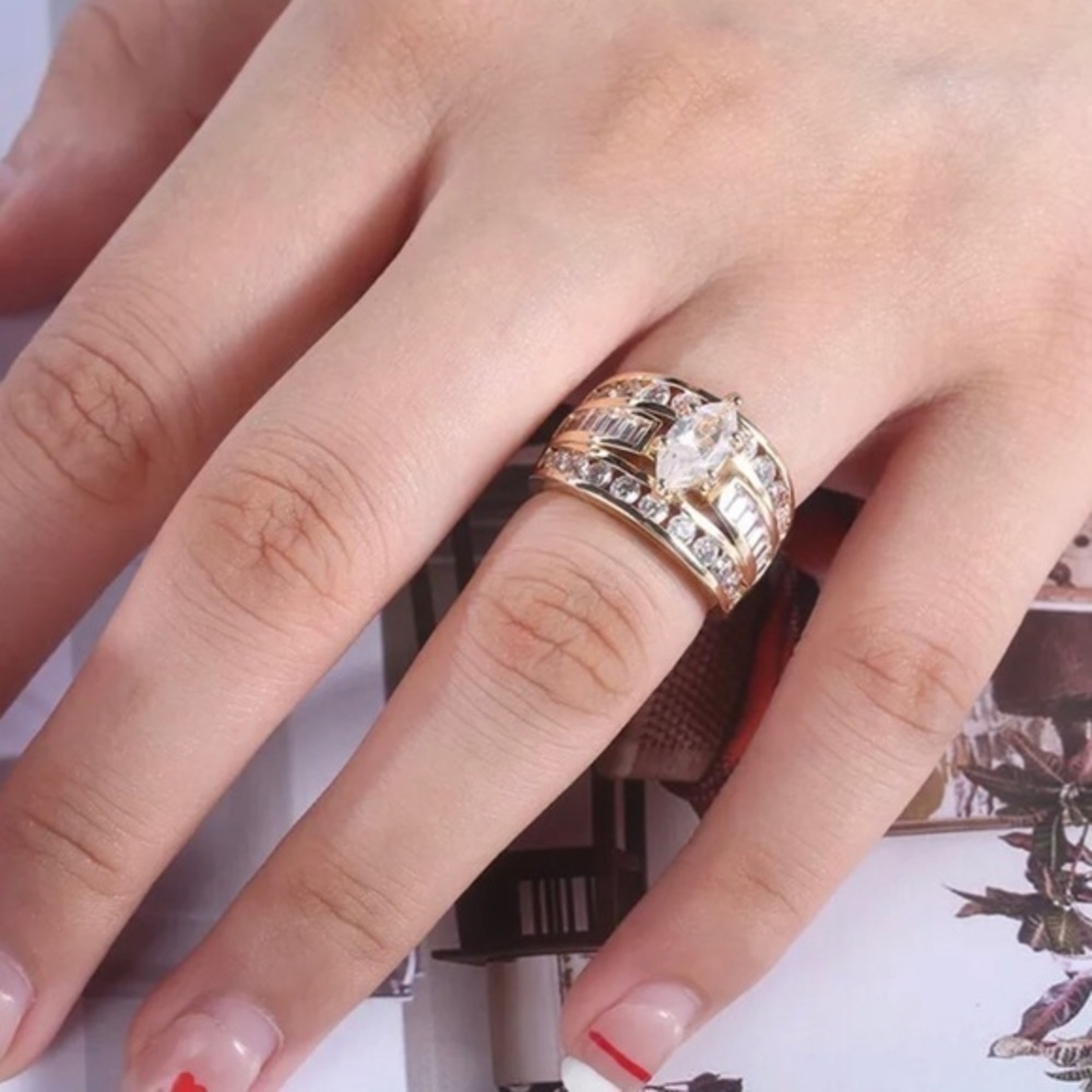 YELLOWGOLD BRIDAL WEDDING RING - Picture 11 of 13